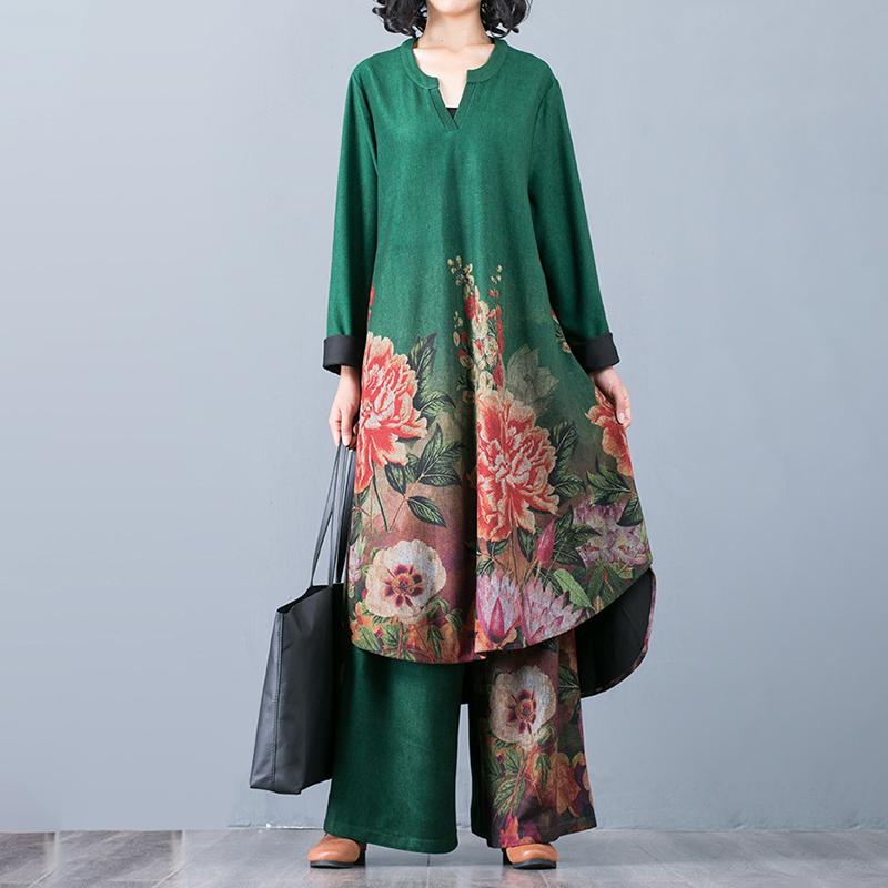 Buykud Comfortable Soft Floral Printed Two Piece Suit