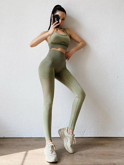 Wrap Gradient High Waist Hollow Sports Leggings