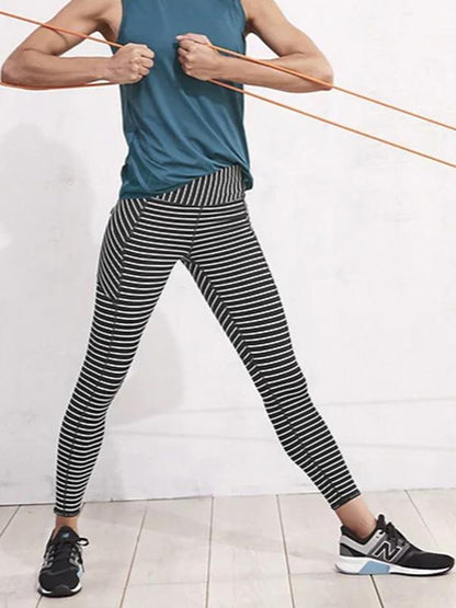 Striped High Waist Pocket Leggings