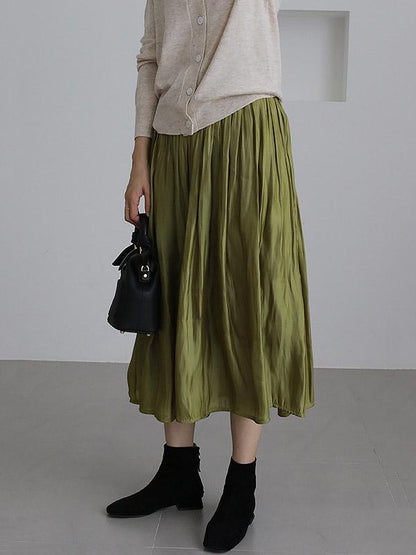 SIMPLE SOLID COLOR RUFFLED SKIRT