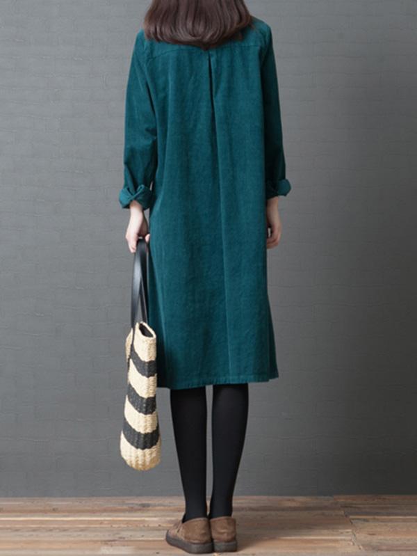 Fashion Plus Size Loose Long Sleeves Shirt Dress