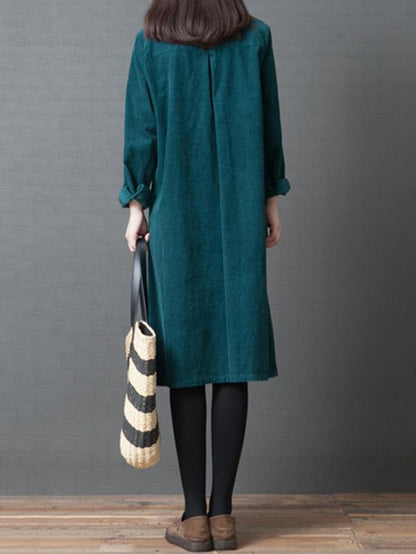 Fashion Plus Size Loose Long Sleeves Shirt Dress