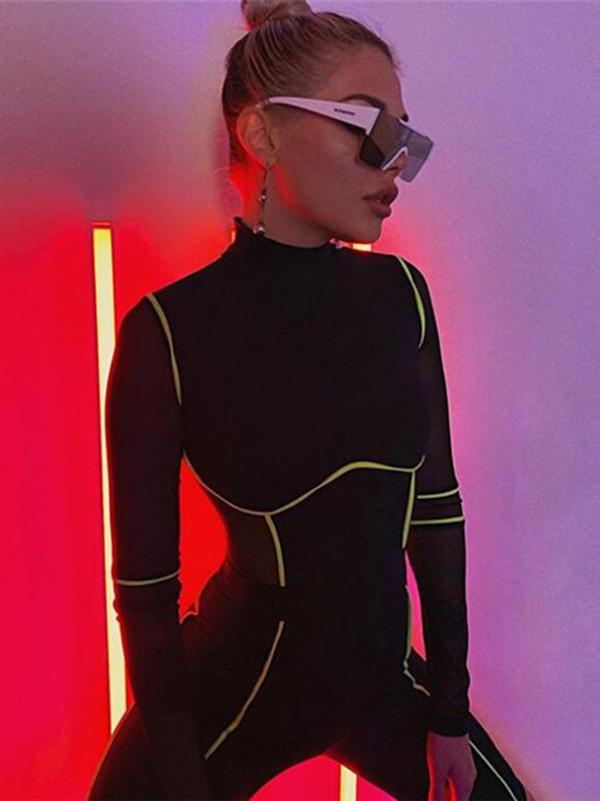 Sexy Mesh Split Joint Sports Romper