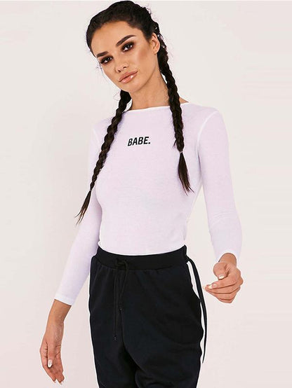 Long Sleeve Letter Printed Bodysuits