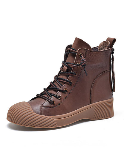 Vintage Cow Leather Zipper Martin Boots