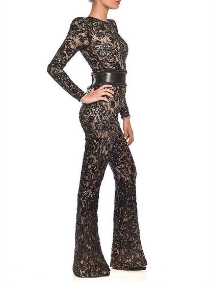 Pretty Lace Long Sleeves Jumpsuits