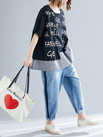 Loose Urban Casual Print Short T-Shirt
