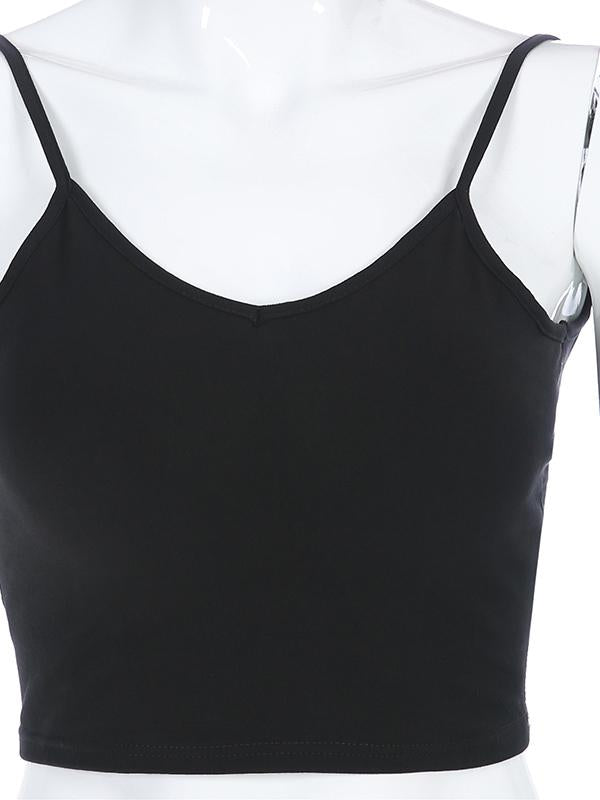 Sexy Wrap Solid Spaghetti-Neck Vest Top