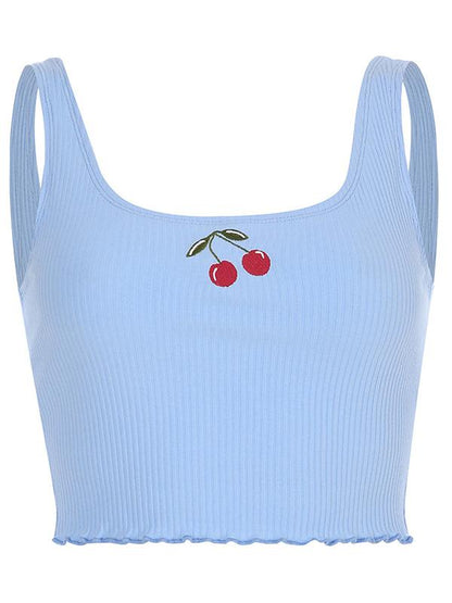 Cherry Printed Crop Tanks