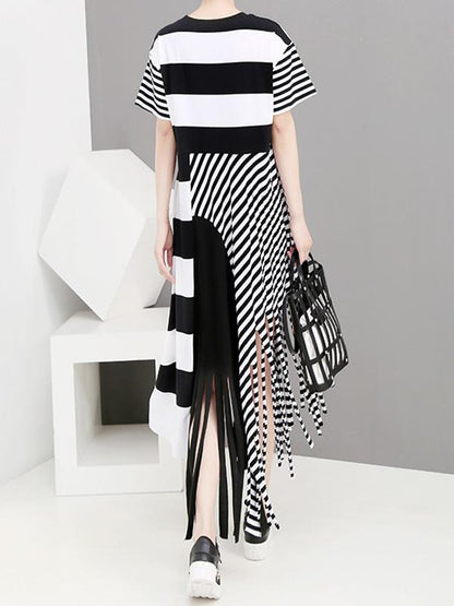 Original Asymmetric Striped Dress