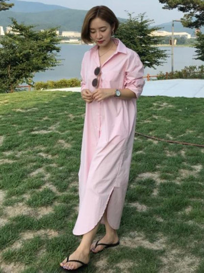 New Loose BF Style Long Shirt Dress