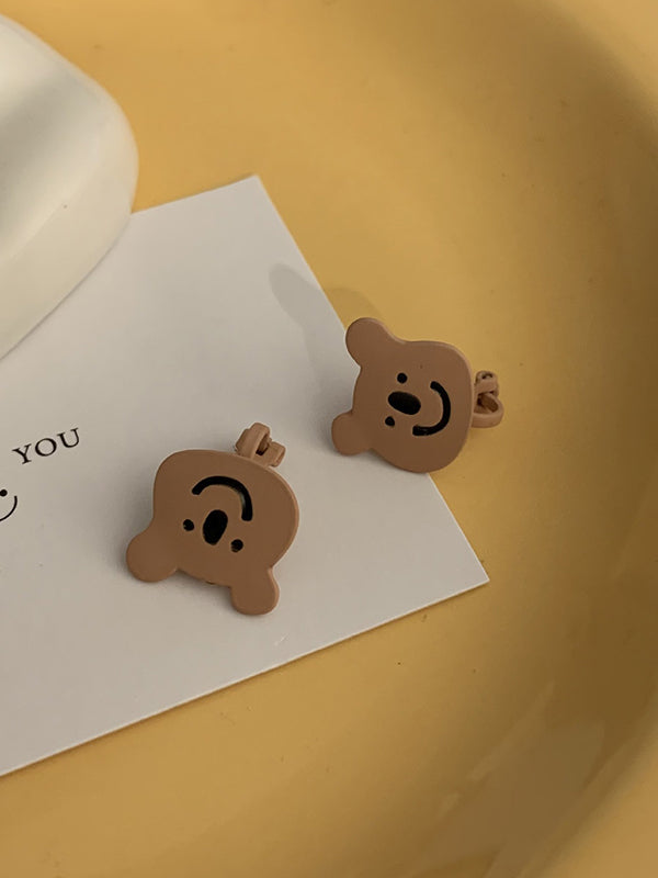 Cute Cartoon Smile Bear Printed Earrings