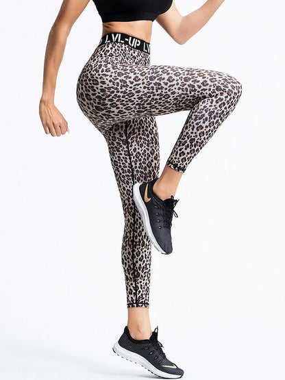 Leopard Letters Printed Quick Dry Yoga Legging