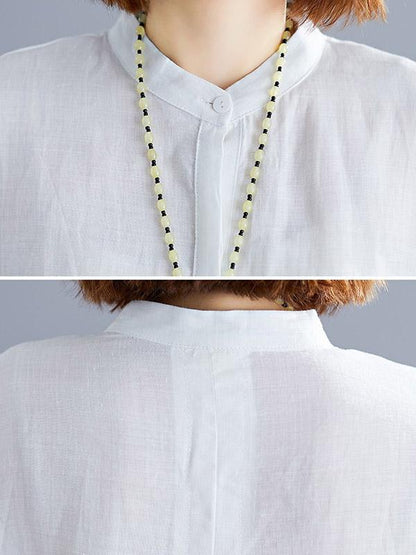Loose Printed Stand-collar Shirt