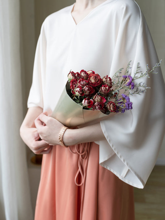 Chic Simple Solid Color Split-Joint V-Neck Batwing Sleeves T-Shirt