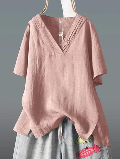 Casual V-neck Short Sleeve T-shirt