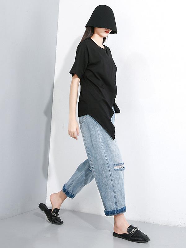 Asymmetric Split-front T-Shirt