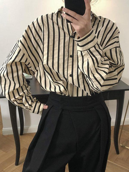 Vintage Stripes Loose Fashion Blouse Top