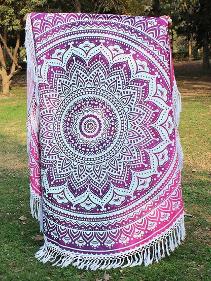 Fashion Printed Tasseled Round Beach Mat