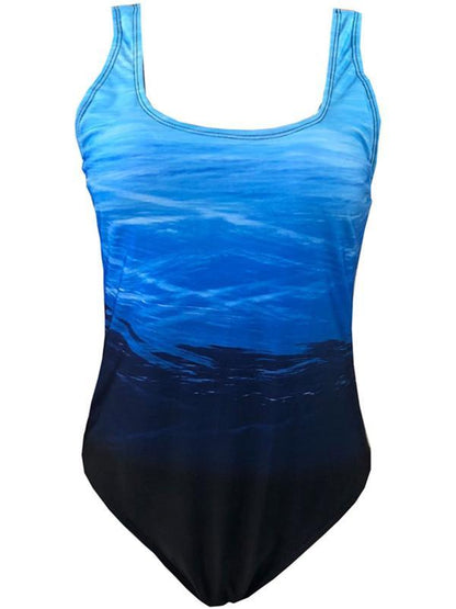 Gradient Backless One-piece Swimwear