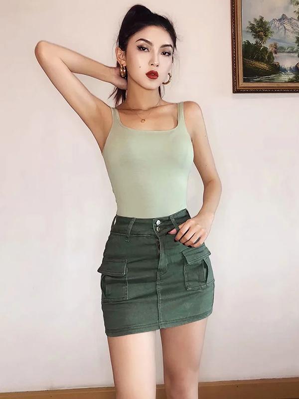 Sexy Solid Wrap Spaghetti-Neck Vest Top