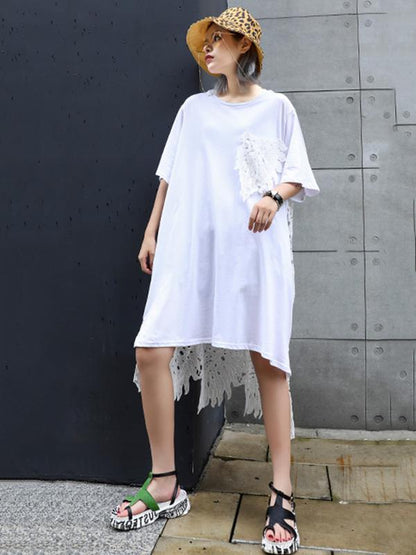 Loose Lacy Split-joint Mini Dress