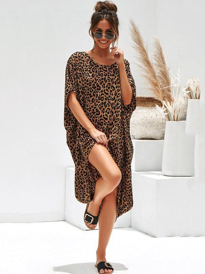 Leopard Loose Midi Dress