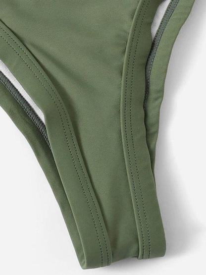 Knot Front Plain Bikinis Swimwear