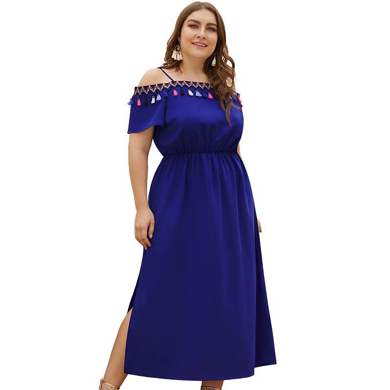 Plus Size Off-the-Shoulder Long Dress