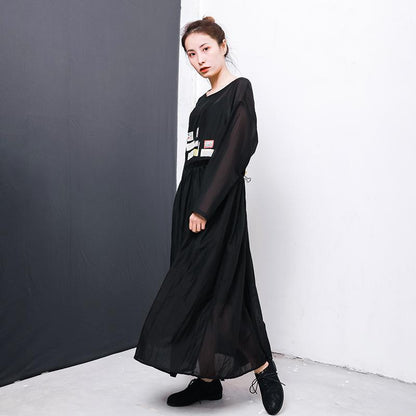Appliques Fahion Casual Dress With Lining