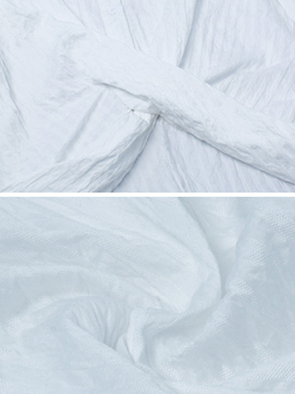 Casual Irregular Solid Color Buttoned Lapel Collar Long Sleeves Blouse