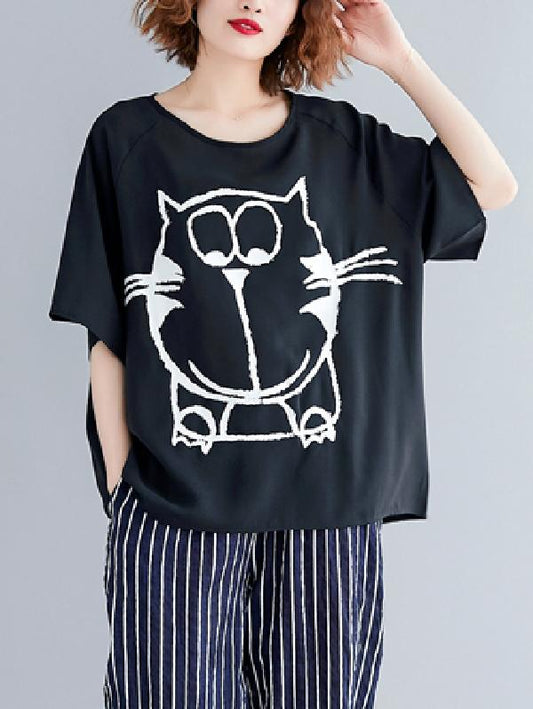 Cartoon Loose Printed T-Shirt