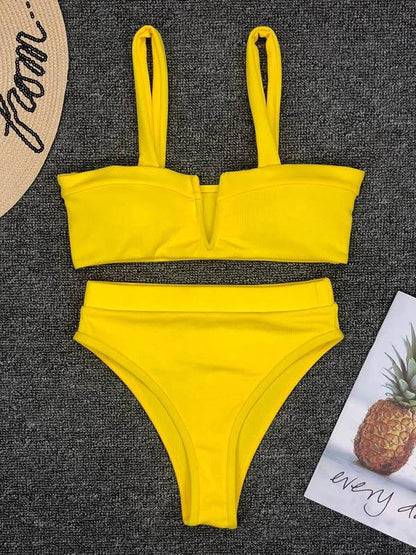 Bandeau With High Waist Bikini Set