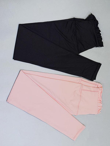 Wide Waistband Falbala Yoga Leggings