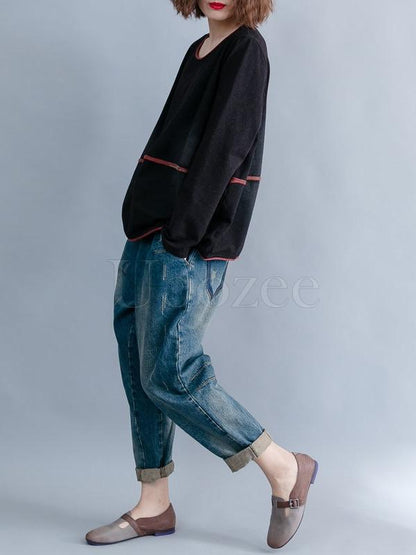 Loose Knitting Round-neck T-shirt