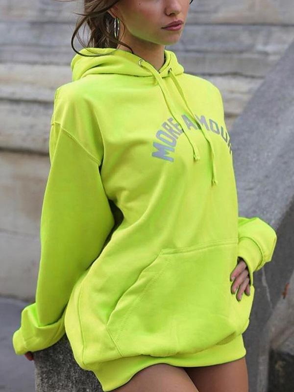 Loose Reflective Letter Printed Sweatshirt