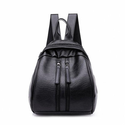 Women PU Leather Multi-pocket Backpack Solid Shoulder Bag