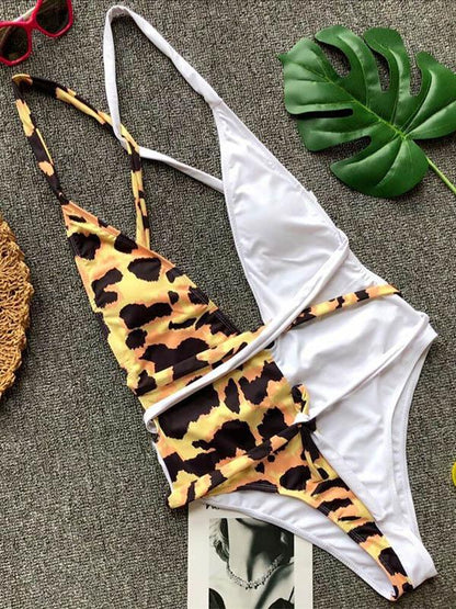 Half Printed One-piece Swimwear