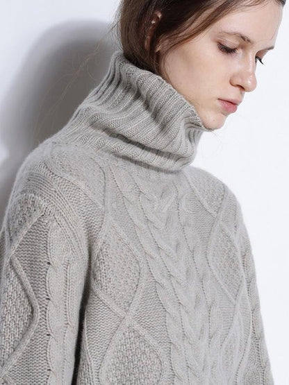 Loose High-neck Cashmere Solid Couple Sweater