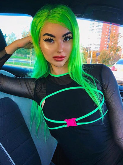 Sexy Mesh Split-Front T-Shirt Tops