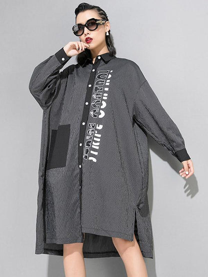 Casual Letter Printed Striped Blouses