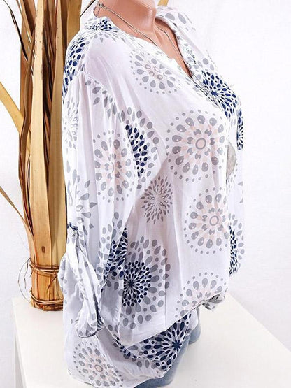 Plus Size Chic V-neck Printed T-shirt