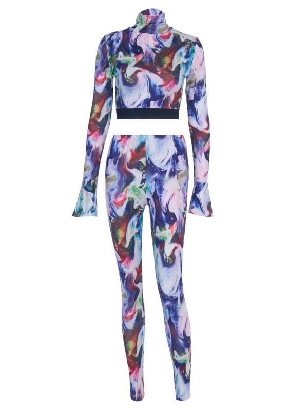 Sexy Printed Long Sleeves Yoga Suits