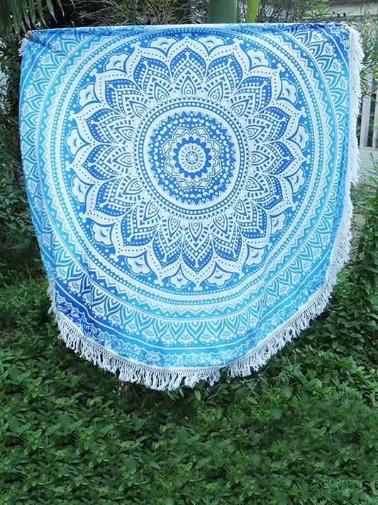 Fashion Printed Tasseled Round Beach Mat