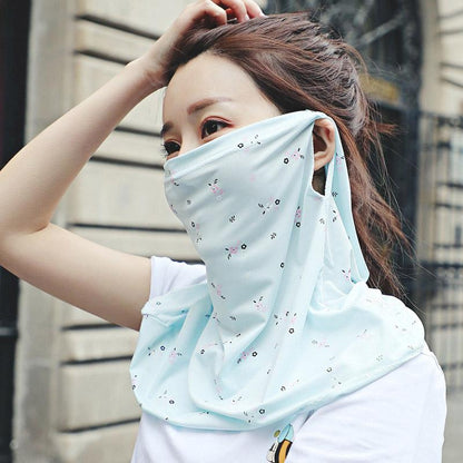 Floral Breathable Ice Silk Sunscreen Mask