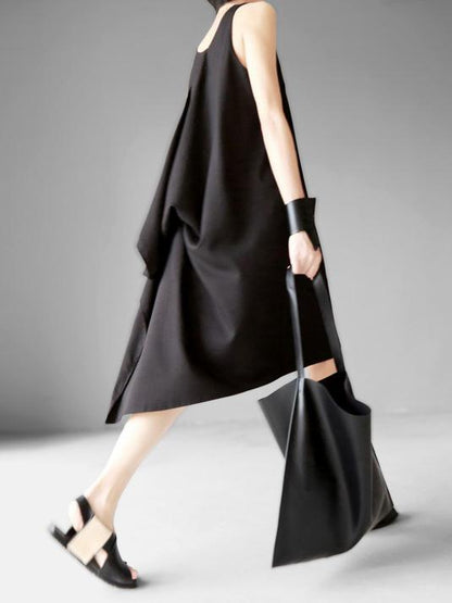 Original Asymmetric Design Tiered Sleeveless Dress