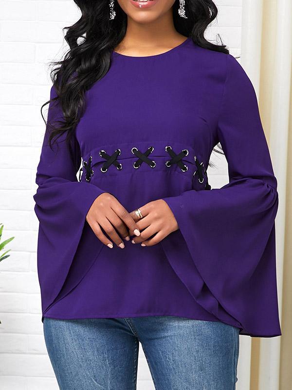 Vintage Bandage Flared Sleeves Blouses&Shirts Tops