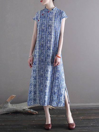 Original Floral Stand Collar Long Cheongsams