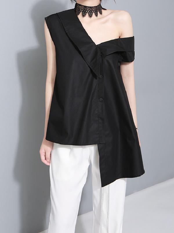 Bow-embellished Bandage Asymmetric Blouse