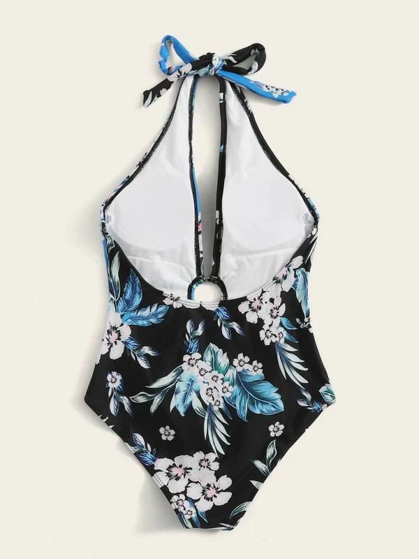 Split-Joint Floral-Print One-Piece Swimwear
